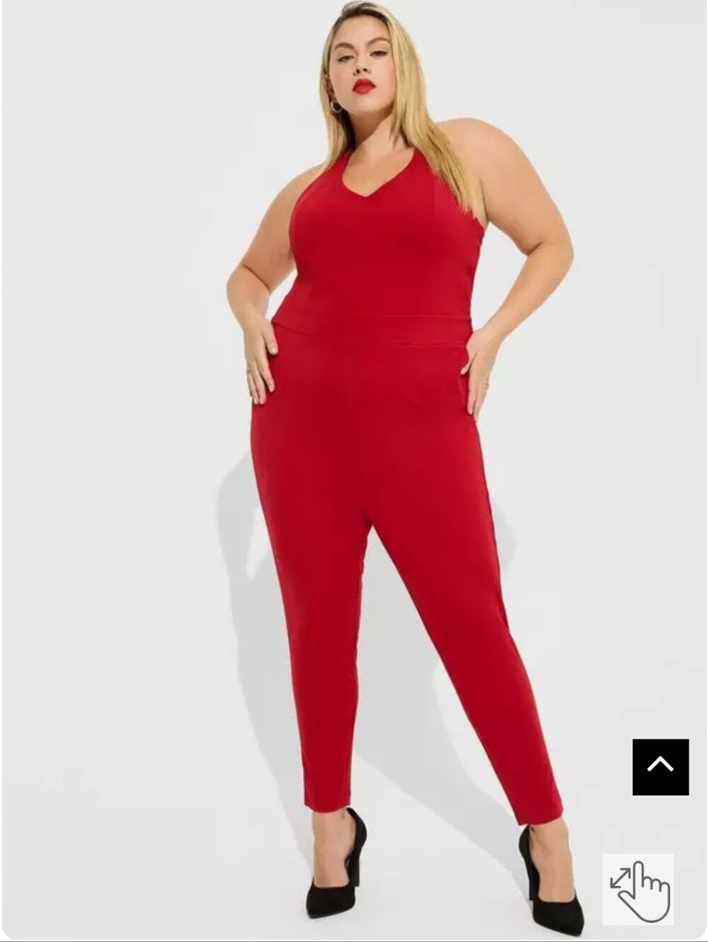 Torrid Plus Size 4x: Marilyn Monroe Red Halter Tapered Jumpsuit EUC